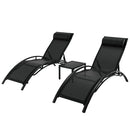 Gardeon 3PC Sun Lounge Outdoor Lounger Steel Table Chairs Patio Furniture Garden - RnR Galore