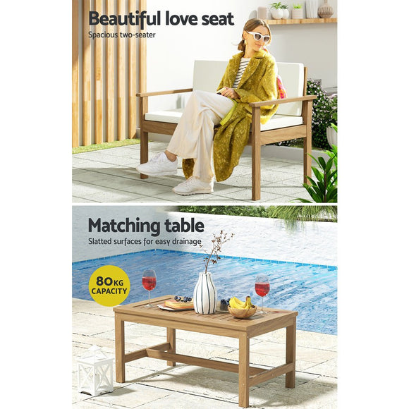 Gardeon 4 - Piece Outdoor Sofa Set Wooden Couch Lounge Setting - RnR Galore