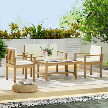Gardeon 4 - Piece Outdoor Sofa Set Wooden Couch Lounge Setting - RnR Galore