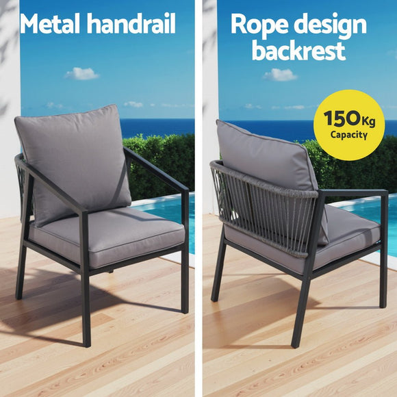 Gardeon 4 Seater Outdoor Sofa Set 4PCS Table Chair Setting Patio Furniture - RnR Galore