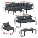 Gardeon 4 Seater Outdoor Sofa Set Aluminium Patio Furniture Setting 4PC Charcoal - RnR Galore