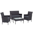 Gardeon 4 Seater Outdoor Sofa Set Wicker Setting Table Chair Furniture Dark Grey - RnR Galore