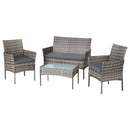 Gardeon 4 Seater Outdoor Sofa Set Wicker Setting Table Chair Furniture Grey - RnR Galore