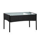 Gardeon 4 Seater Outdoor Sofa Set with Storage Cover Wicker Table Chair Black - RnR Galore