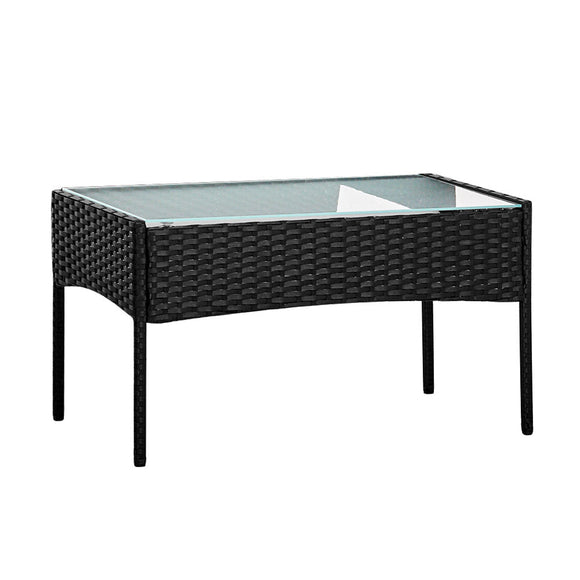 Gardeon 4 Seater Outdoor Sofa Set with Storage Cover Wicker Table Chair Black - RnR Galore