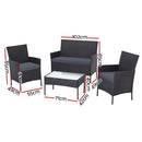 Gardeon 4 Seater Outdoor Sofa Set with Storage Cover Wicker Table Chair DarkGrey - RnR Galore
