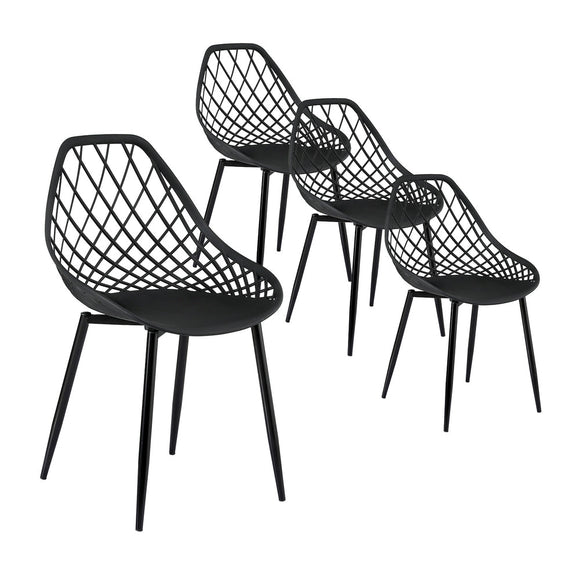Gardeon 4PC Outdoor Dining Chairs PP Lounge Chair Patio Garden Furniture Black - RnR Galore