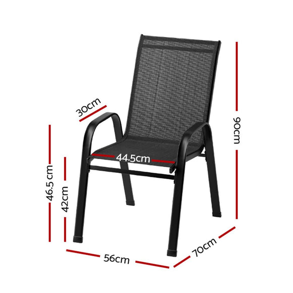 Gardeon 4PC Outdoor Dining Chairs Stackable Lounge Chair Patio Furniture Black - RnR Galore