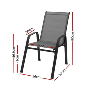 Gardeon 4PC Outdoor Dining Chairs Stackable Lounge Chair Patio Furniture Grey - RnR Galore