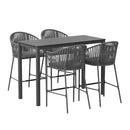 Gardeon 5 - Piece Outdoor Bar Set Dining Table Rope Chair Patio Bistro Set - RnR Galore
