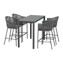 Gardeon 5 - Piece Outdoor Bar Set Dining Table Rope Chair Patio Bistro Set - RnR Galore