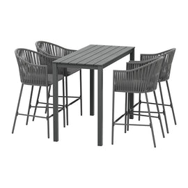 Gardeon 5 - Piece Outdoor Bar Set Dining Table Rope Chair Patio Bistro Set - RnR Galore