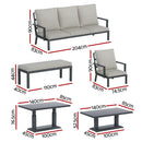 Gardeon 5 - Piece Outdoor Furniture Setting Table Chair Set Aluminium Sofa 7 - Seater - RnR Galore