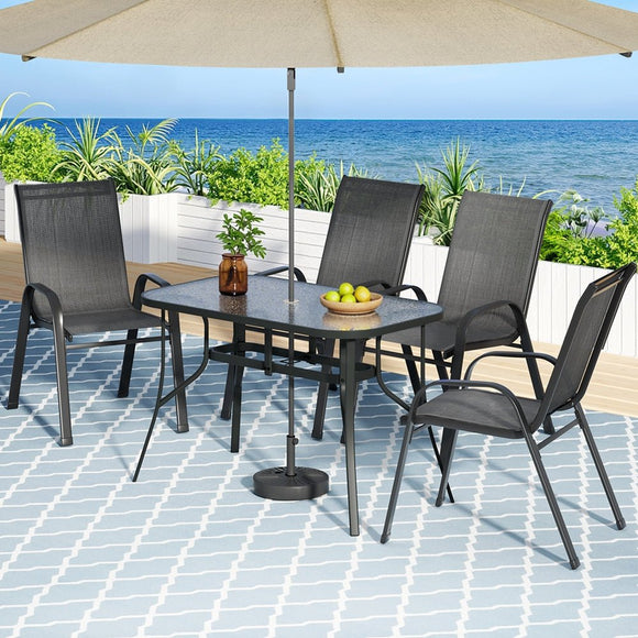 Gardeon 5PC Outdoor Dining Set Table and Chairs Patio Furniture Bistro Set Garden Black - RnR Galore