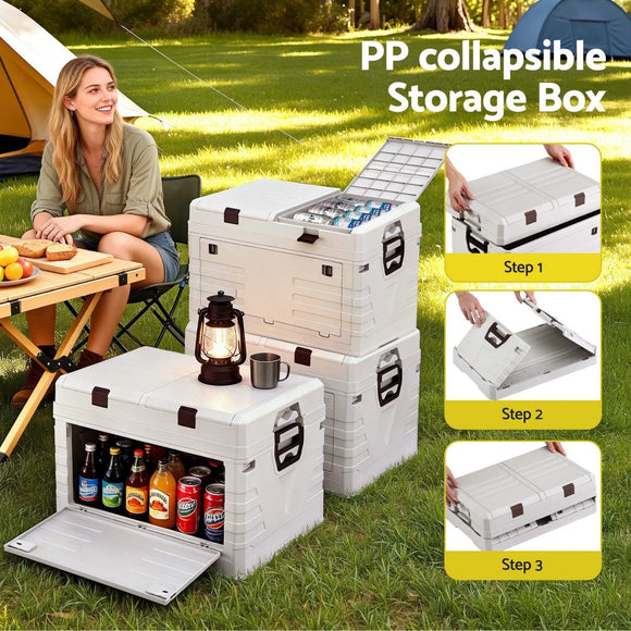 Gardeon 80L Outdoor Storage Box Foldable Camping Collapsible Bins Organizer - RnR Galore
