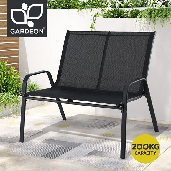 Gardeon Garden Bench Seat Steel Outdoor Patio Park Lounge Backyard Chair Black - RnR Galore