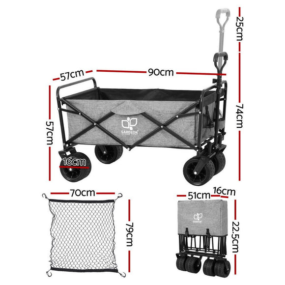 Gardeon Garden Cart with Cargo Net Grey - RnR Galore