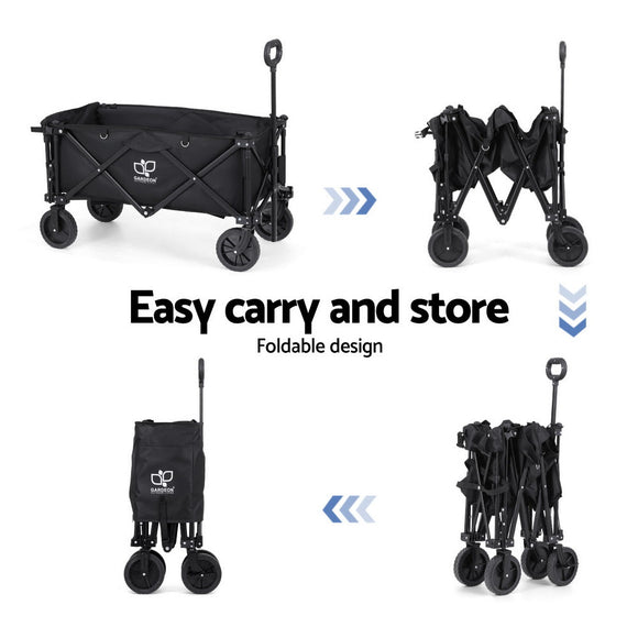 Gardeon Garden Cart with Opening Rear Black - RnR Galore