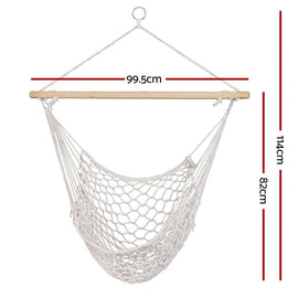 Gardeon Hammock Chair Outdoor Hanging Camping Mesh Indoor Cream - RnR Galore