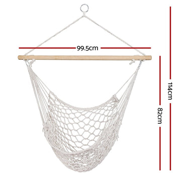 Gardeon Hammock Chair Outdoor Hanging Camping Mesh Indoor Cream - RnR Galore