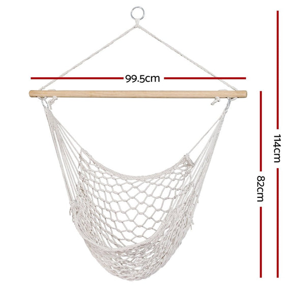 Gardeon Hammock Chair Outdoor Hanging Camping Mesh Indoor Cream - RnR Galore