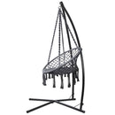 Gardeon Hammock Chair with Steel Stand Macrame Outdoor Swinging Grey - RnR Galore