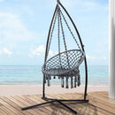 Gardeon Hammock Chair with Steel Stand Macrame Outdoor Swinging Grey - RnR Galore