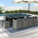Gardeon Outdoor Dining Set 13 Piece Wicker Table Chairs Setting Grey - RnR Galore