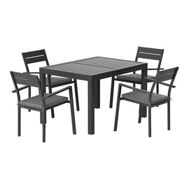 Gardeon Outdoor Dining Set 5 Piece Aluminum Extendable Table Setting Black - RnR Galore