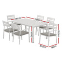 Gardeon Outdoor Dining Set 7 Piece Aluminum Table Chairs Setting White - RnR Galore