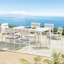 Gardeon Outdoor Dining Set 7 Piece Aluminum Table Chairs Setting White - RnR Galore