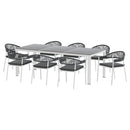 Gardeon Outdoor Dining Set 9 Piece Steel Table Chairs Setting White - RnR Galore