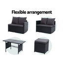 Gardeon Outdoor Dining Set Sofa Lounge Setting Chairs Table Ottoman Black Cover - RnR Galore