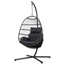 Gardeon Outdoor Egg Swing Chair Hanging Chair Wicker Rope Pod Stand Foldable Grey - RnR Galore