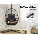 Gardeon Outdoor Egg Swing Chair Hanging Chair Wicker Rope Pod Stand Foldable Grey - RnR Galore