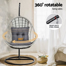 Gardeon Outdoor Egg Swing Chair Wicker Furniture Pod Stand Armrest Light Grey - RnR Galore