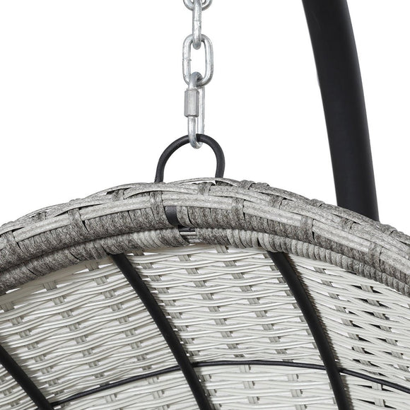 Gardeon Outdoor Egg Swing Chair Wicker Furniture Pod Stand Armrest Light Grey - RnR Galore