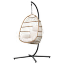 Gardeon Outdoor Egg Swing Chair Wicker Rope Furniture Pod Stand Foldable Yellow - RnR Galore