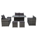 Gardeon Outdoor Furniture Dining Setting Sofa Set Lounge Wicker 9 Seater Mixed Grey - RnR Galore
