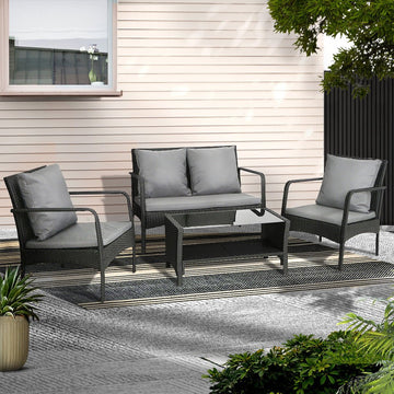Gardeon Outdoor Sofa Set Lounge Setting Wicker Table and Chairs Garden Patio Furniture - RnR Galore