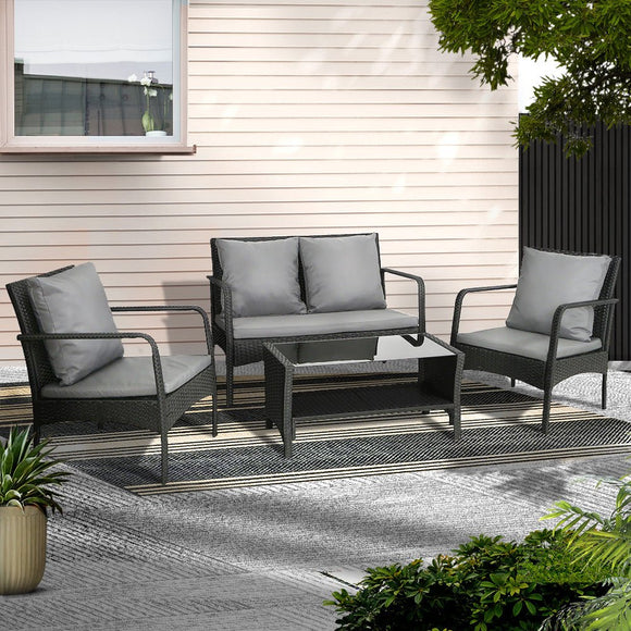 Gardeon Outdoor Sofa Set Lounge Setting Wicker Table and Chairs Garden Patio Furniture - RnR Galore