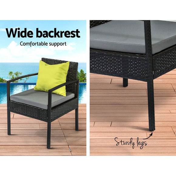 Gardeon Outdoor Sofa Set Wicker Lounge Setting Table and Chairs Storage Cover - RnR Galore
