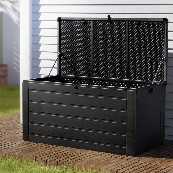 Gardeon Outdoor Storage Box 680L Container Lockable Garden Bench Shed Tool All Black - RnR Galore