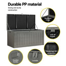 Gardeon Outdoor Storage Box 830L Container Lockable Garden Bench Tool Shed Black - RnR Galore