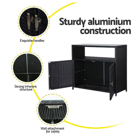 Gardeon Outdoor Storage Cabinet Box Garage Wicker Shed Tools Shelf Chest Garden - RnR Galore