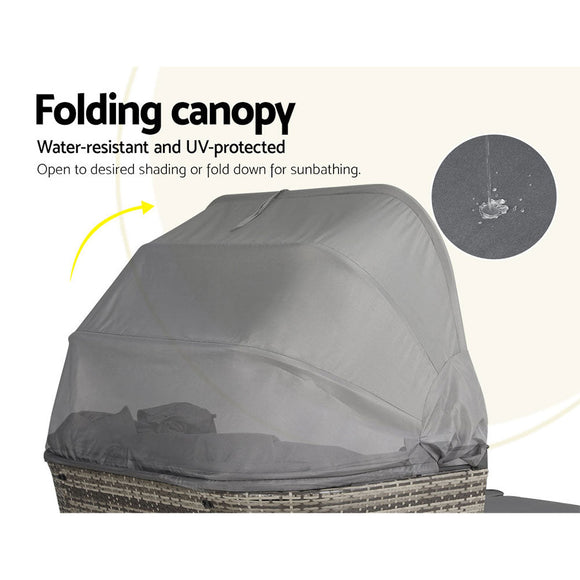 Gardeon Outdoor Sun Lounge Setting Patio Furniture Wicker Sofa Garden Day Bed - RnR Galore