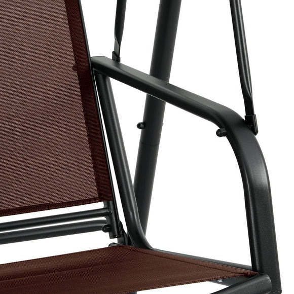 Gardeon Outdoor Swing Chair Garden Bench Furniture Canopy 2 Seater Brown - RnR Galore
