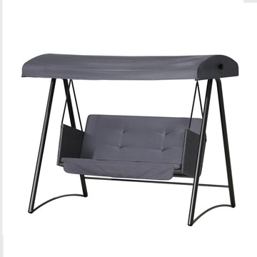Gardeon Outdoor Swing Chair Garden Bench Furniture Canopy 3 Seater Rattan Grey - RnR Galore