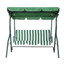 Gardeon Outdoor Swing Chair Garden Bench Furniture Canopy 3 Seater White Green - RnR Galore