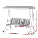Gardeon Outdoor Swing Chair Garden Bench Furniture Canopy 3 Seater White Grey - RnR Galore